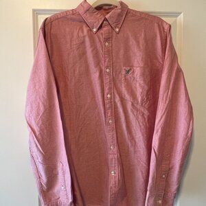 American Eagle Men's Classic Fit Red Collared Shirt – Size Large